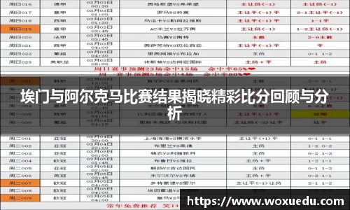 埃门与阿尔克马比赛结果揭晓精彩比分回顾与分析
