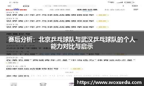 赛后分析：北京乒乓球队与武汉乒乓球队的个人能力对比与启示